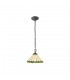 2 Light Downlighter Ceiling Pendant E27 With 30cm Tiffany Shade, Green, Crystal, Aged Antique Brass - 1