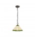 3 Light Downlighter Ceiling Pendant E27 With 30cm Tiffany Shade, Green, Crystal, Aged Antique Brass - 1
