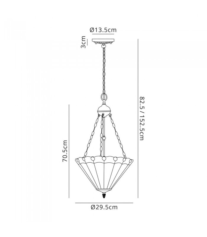 2 Light Uplighter Ceiling Pendant E27 With 30cm Tiffany Shade, Green, Crystal, Aged Antique Brass - 2
