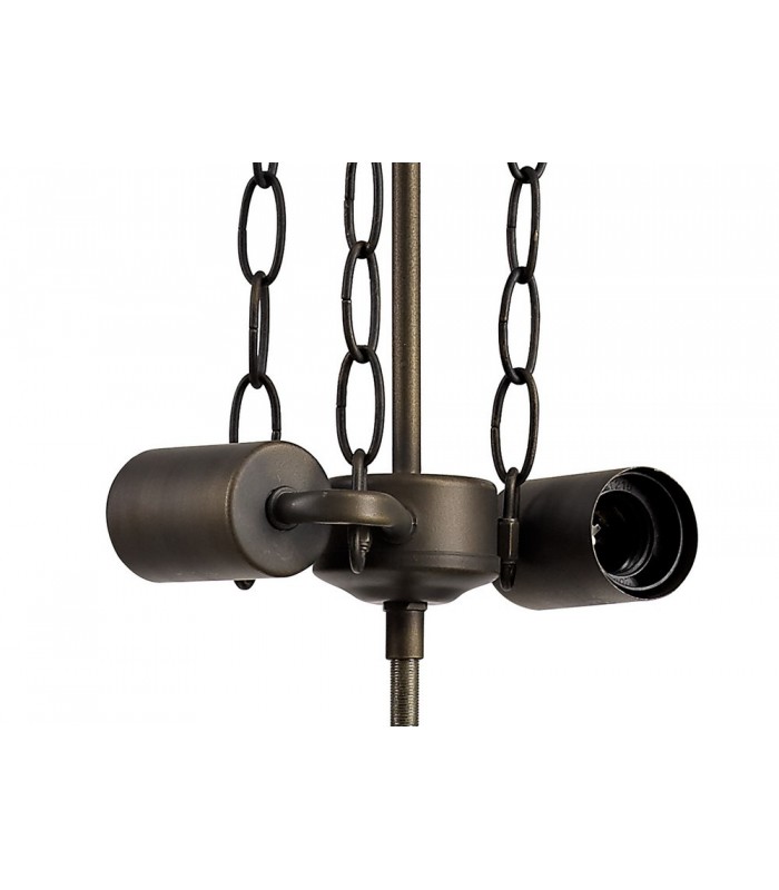 2 Light Uplighter Ceiling Pendant E27 With 30cm Tiffany Shade, Green, Crystal, Aged Antique Brass - 5