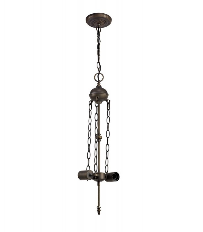 2 Light Uplighter Ceiling Pendant E27 With 30cm Tiffany Shade, Green, Crystal, Aged Antique Brass - 8