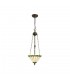 3 Light Uplighter Ceiling Pendant E27 With 30cm Tiffany Shade, Green, Crystal, Aged Antique Brass - 1
