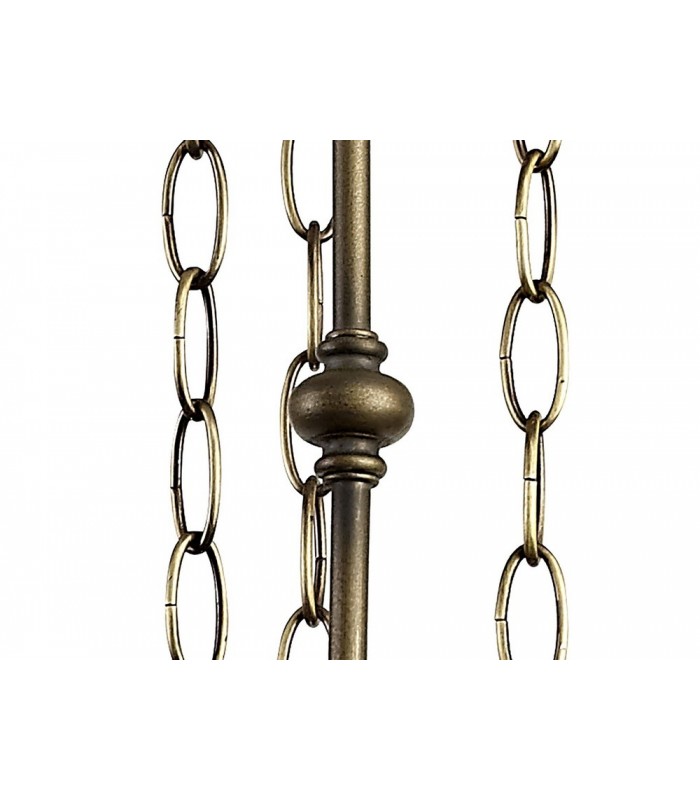3 Light Uplighter Ceiling Pendant E27 With 30cm Tiffany Shade, Green, Crystal, Aged Antique Brass - 5