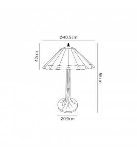 2 Light Tree Like Table Lamp E27 With 40cm Tiffany Shade, Green, Crystal, Aged Antique Brass - 2