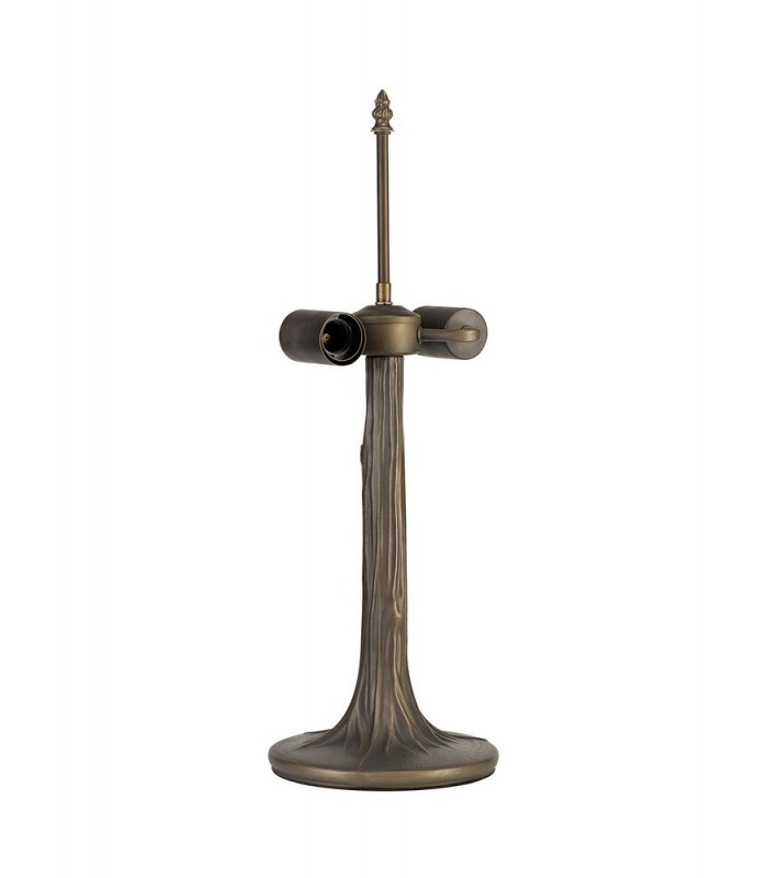 2 Light Tree Like Table Lamp E27 With 40cm Tiffany Shade, Green, Crystal, Aged Antique Brass - 9