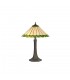 2 Light Octagonal Table Lamp E27 With 40cm Tiffany Shade, Green, Crystal, Aged Antique Brass - 1
