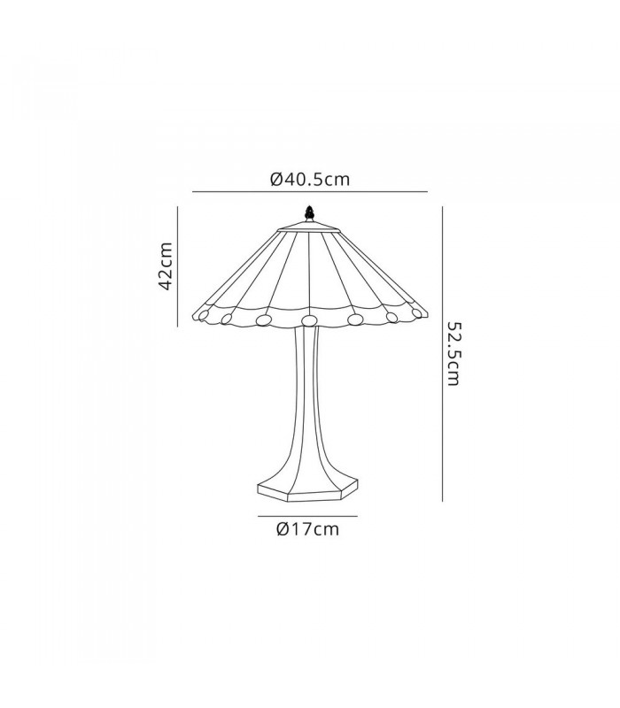 2 Light Octagonal Table Lamp E27 With 40cm Tiffany Shade, Green, Crystal, Aged Antique Brass - 2