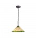 1 Light Downlighter Ceiling Pendant E27 With 40cm Tiffany Shade, Green, Crystal, Aged Antique Brass - 1