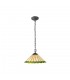 2 Light Downlighter Ceiling Pendant E27 With 40cm Tiffany Shade, Green, Crystal, Aged Antique Brass - 1