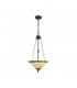 3 Light Uplighter Ceiling Pendant E27 With 40cm Tiffany Shade, Green, Crystal, Aged Antique Brass - 1