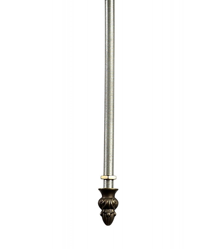 3 Light Uplighter Ceiling Pendant E27 With 40cm Tiffany Shade, Green, Crystal, Aged Antique Brass - 7