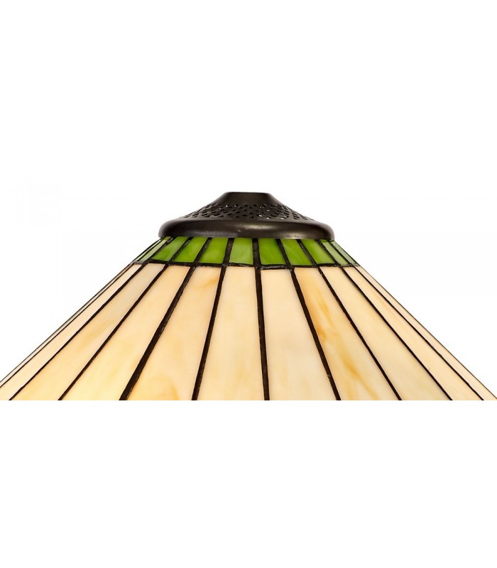 3 Light Uplighter Ceiling Pendant E27 With 40cm Tiffany Shade, Green, Crystal, Aged Antique Brass - 9