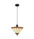 1 Light Uplighter Ceiling Pendant E27 With 30cm Tiffany Shade, Amber, Crystal, Black - 1