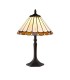 1 Light Octagonal Table Lamp E27 With 30cm Tiffany Shade, Amber, Crystal, Aged Antique Brass - 1