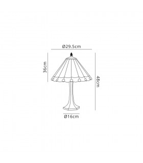 1 Light Octagonal Table Lamp E27 With 30cm Tiffany Shade, Amber, Crystal, Aged Antique Brass - 2