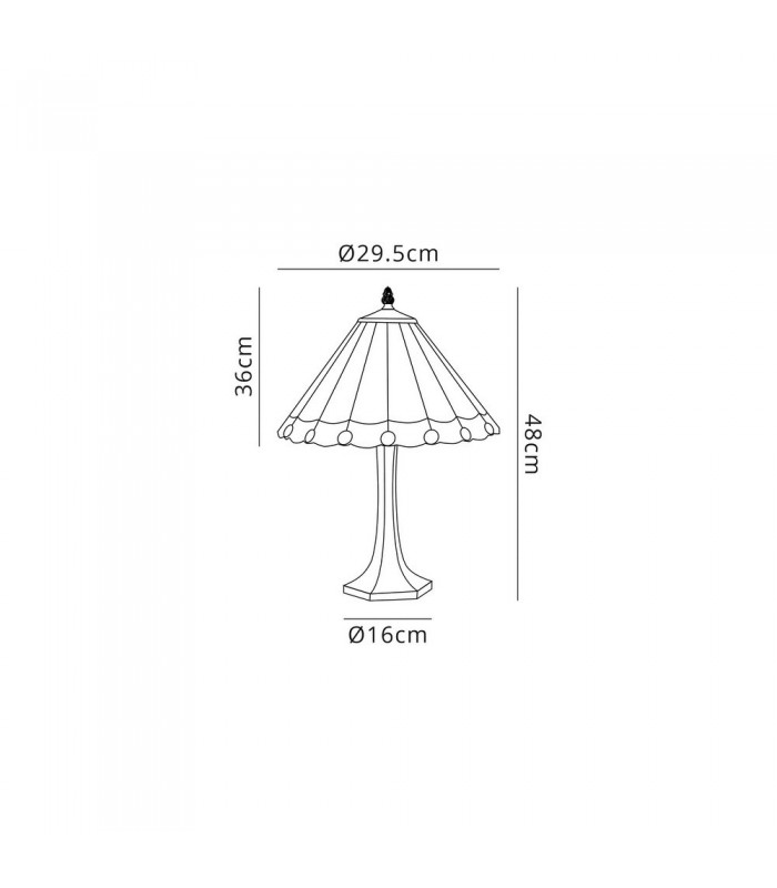 1 Light Octagonal Table Lamp E27 With 30cm Tiffany Shade, Amber, Crystal, Aged Antique Brass - 2