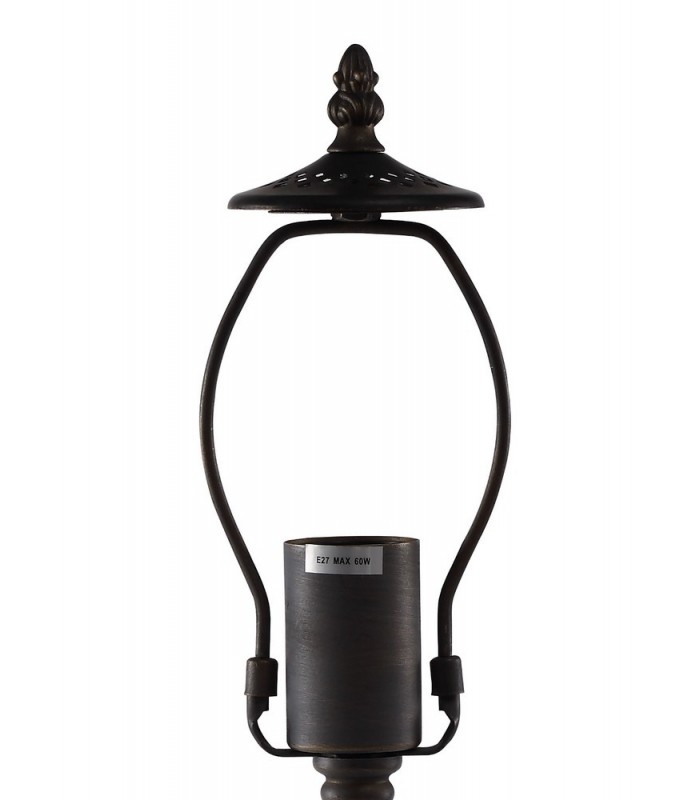 1 Light Octagonal Table Lamp E27 With 30cm Tiffany Shade, Amber, Crystal, Aged Antique Brass - 4