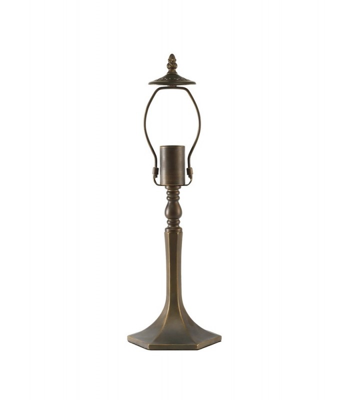 1 Light Octagonal Table Lamp E27 With 30cm Tiffany Shade, Amber, Crystal, Aged Antique Brass - 8