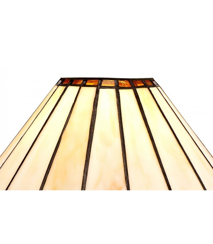 1 Light Octagonal Table Lamp E27 With 30cm Tiffany Shade, Amber, Crystal, Aged Antique Brass - 9