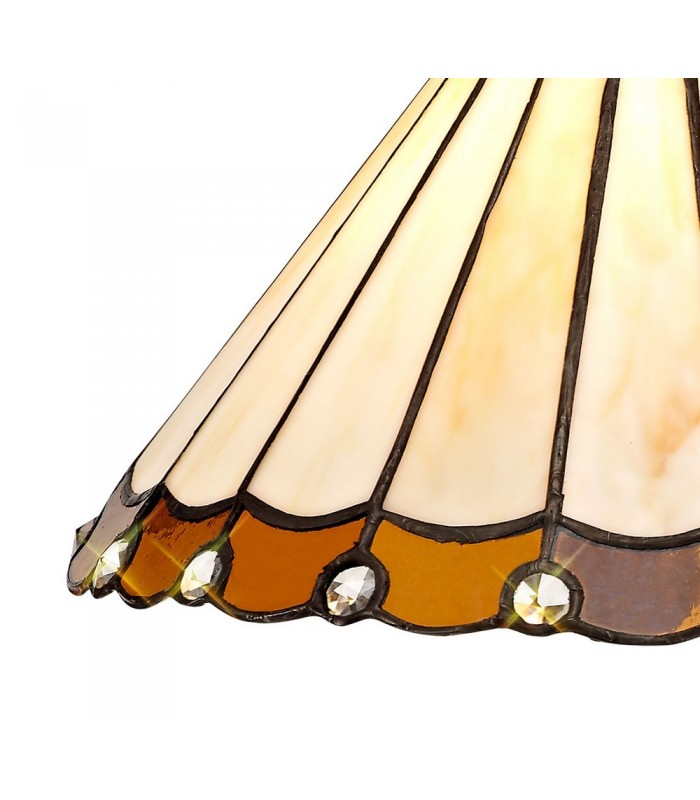 1 Light Octagonal Table Lamp E27 With 30cm Tiffany Shade, Amber, Crystal, Aged Antique Brass - 10