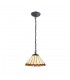 1 Light Downlighter Ceiling Pendant E27 With 30cm Tiffany Shade, Amber, Crystal, Aged Antique Brass - 1