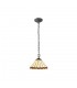 2 Light Downlighter Ceiling Pendant E27 With 30cm Tiffany Shade, Amber, Crystal, Aged Antique Brass - 1