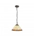 3 Light Downlighter Ceiling Pendant E27 With 30cm Tiffany Shade, Amber, Crystal, Aged Antique Brass - 1
