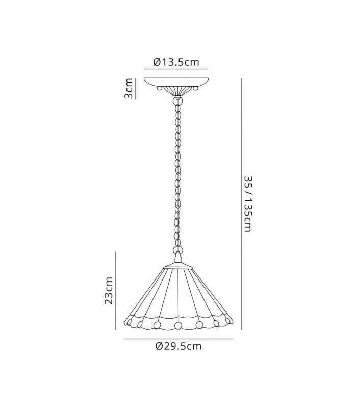 3 Light Downlighter Ceiling Pendant E27 With 30cm Tiffany Shade, Amber, Crystal, Aged Antique Brass - 2