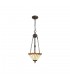 2 Light Uplighter Ceiling Pendant E27 With 30cm Tiffany Shade, Amber, Crystal, Aged Antique Brass - 1