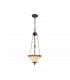 3 Light Uplighter Ceiling Pendant E27 With 30cm Tiffany Shade, Amber, Crystal, Aged Antique Brass - 1
