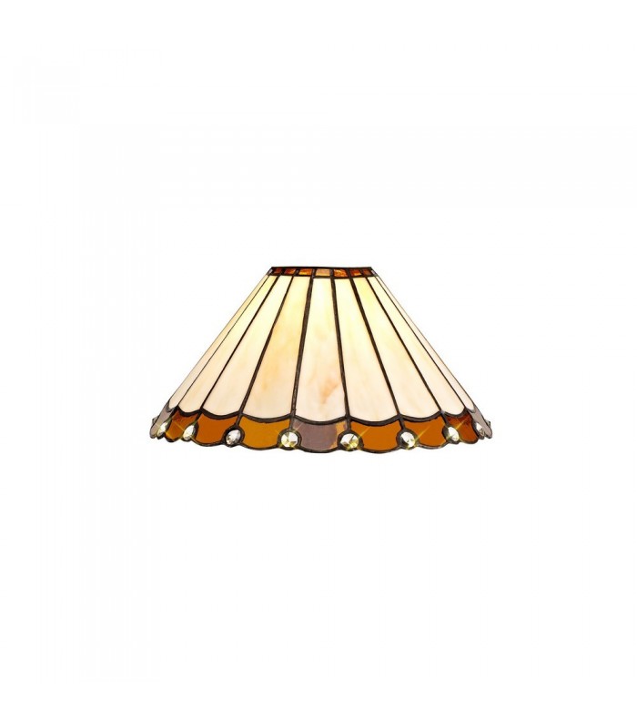 3 Light Uplighter Ceiling Pendant E27 With 30cm Tiffany Shade, Amber, Crystal, Aged Antique Brass - 12