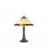 2 Light Octagonal Table Lamp E27 With 40cm Tiffany Shade, Amber, Crystal, Aged Antique Brass - 1