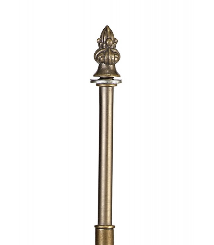 2 Light Octagonal Table Lamp E27 With 40cm Tiffany Shade, Amber, Crystal, Aged Antique Brass - 5