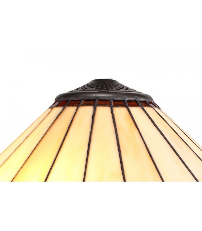 2 Light Octagonal Table Lamp E27 With 40cm Tiffany Shade, Amber, Crystal, Aged Antique Brass - 9