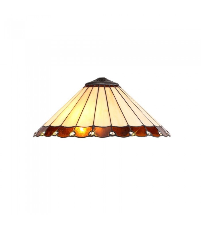 2 Light Octagonal Table Lamp E27 With 40cm Tiffany Shade, Amber, Crystal, Aged Antique Brass - 12