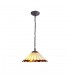 1 Light Downlighter Ceiling Pendant E27 With 40cm Tiffany Shade, Amber, Crystal, Aged Antique Brass - 1