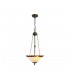3 Light Uplighter Ceiling Pendant E27 With 40cm Tiffany Shade, Amber, Crystal, Aged Antique Brass - 1