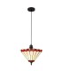 1 Light Uplighter Ceiling Pendant E27 With 30cm Tiffany Shade, Red, Crystal, Black - 1