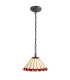 1 Light Downlighter Ceiling Pendant E27 With 30cm Tiffany Shade, Red, Crystal, Aged Antique Brass - 1