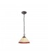2 Light Downlighter Ceiling Pendant E27 With 30cm Tiffany Shade, Red, Crystal, Aged Antique Brass - 1