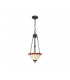 2 Light Uplighter Ceiling Pendant E27 With 30cm Tiffany Shade, Red, Crystal, Aged Antique Brass - 1