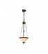 3 Light Uplighter Ceiling Pendant E27 With 30cm Tiffany Shade, Red, Crystal, Aged Antique Brass - 1
