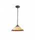 1 Light Downlighter Ceiling Pendant E27 With 40cm Tiffany Shade, Red, Crystal, Aged Antique Brass - 1