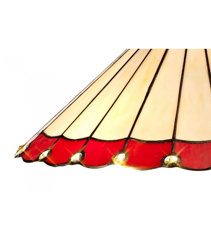 1 Light Downlighter Ceiling Pendant E27 With 40cm Tiffany Shade, Red, Crystal, Aged Antique Brass - 9