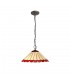 3 Light Downlighter Ceiling Pendant E27 With 40cm Tiffany Shade, Red, Crystal, Aged Antique Brass - 1