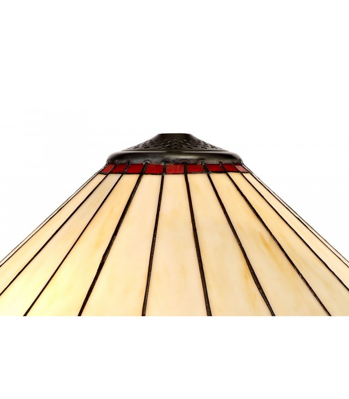 3 Light Downlighter Ceiling Pendant E27 With 40cm Tiffany Shade, Red, Crystal, Aged Antique Brass - 7