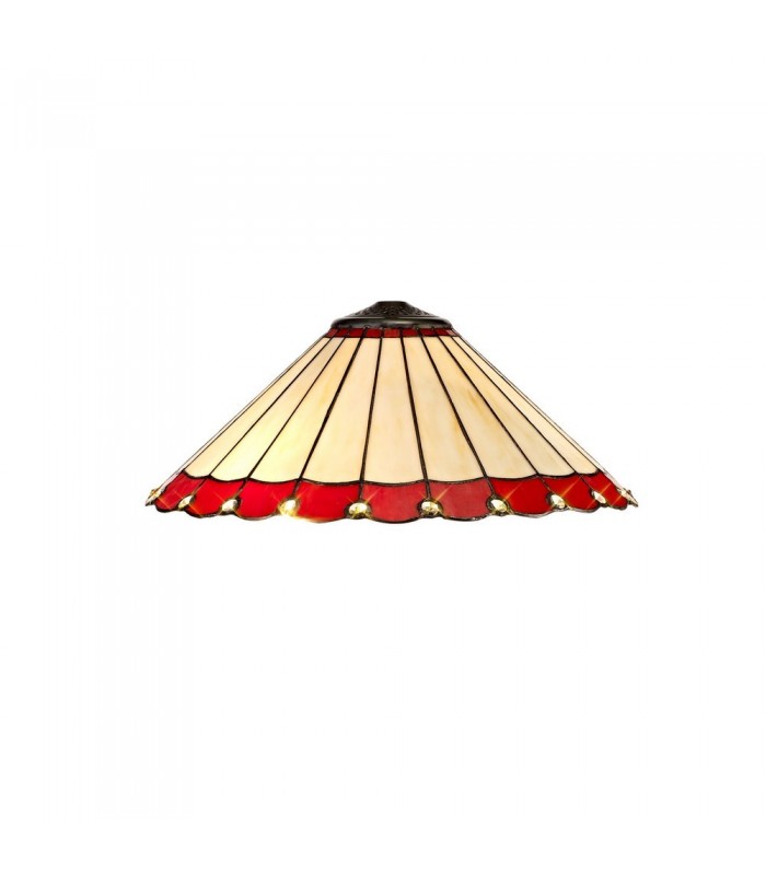 3 Light Downlighter Ceiling Pendant E27 With 40cm Tiffany Shade, Red, Crystal, Aged Antique Brass - 10