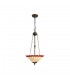 3 Light Uplighter Ceiling Pendant E27 With 40cm Tiffany Shade, Red, Crystal, Aged Antique Brass - 1