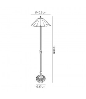 2 Light Leaf Design Floor Lamp E27 With 40cm Tiffany Shade, Red, Crystal, Aged Antique Brass - 2