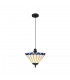 1 Light Uplighter Ceiling Pendant E27 With 30cm Tiffany Shade, Blue, Crystal, Black - 1